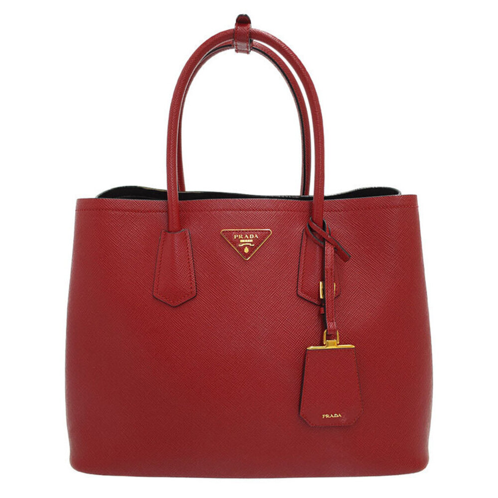 Prada Saffiano Cuir Double Bag red leather